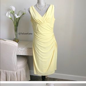 LRL Island Yellow Jersey Surplice Faux Wrap Dress
